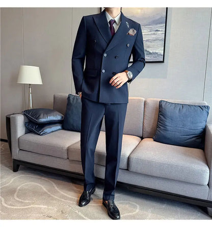 Classic Striped Wedding Suit Set Men 3 Piece Set (jacket+vest+pant) Business Formal Casual Suits Office Party Prom Groom Suit