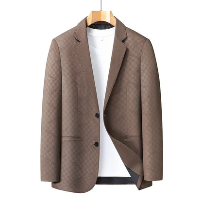 Men's Smart Casual Blazer Polyester Single-Breasted Suit Jacket for Business and Everyday Wear