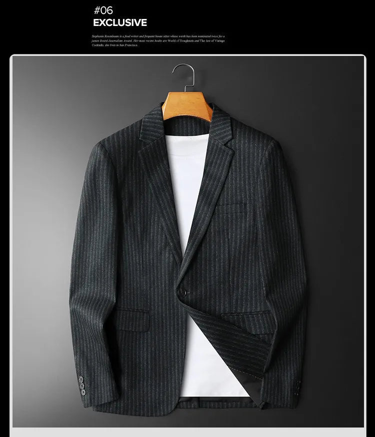 2026 Striped Casual Business Suit Jacket for Men High Quality Slim Fit Office Social Blazers Wedding Host Formal Coats M-4XL