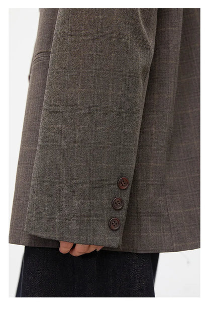 New Women Blazers Single-breasted Loose Casual Retro Striped Office Ladies Suit Jacket Female Coat Spring Autumn 2026