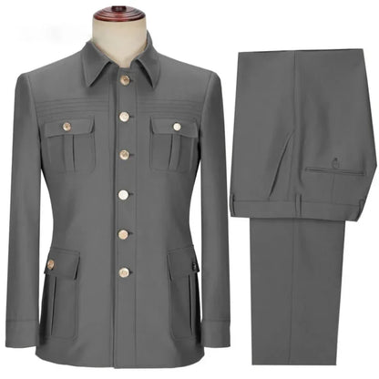 Men Suit 2 Pieces Beige Single Button With Pocket Solid For Wedding Banquet Birthday Party Business Work Jacket With Pants