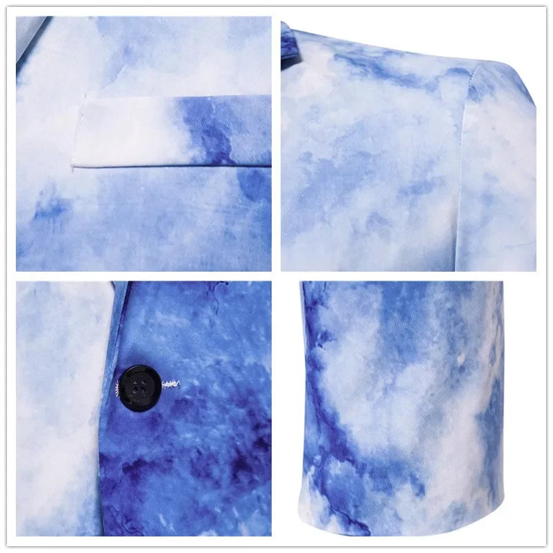 Mens Blazer Masculino Vinatge Gradient Tie Dye Printed Suit Jacket Coats Luxury Men Designer Clothes Party Dress Floral Blazers