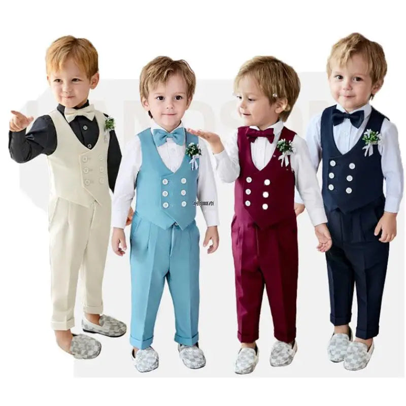 Boys Formal Suit Set – Vest, Pants & Bowtie for Kids