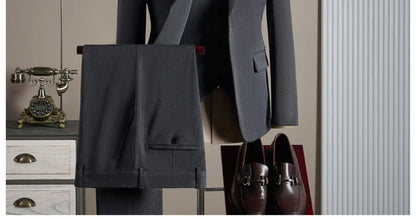 High-quality, fashionable, stylish, versatile and trendy business casual one-button suit set, three-piece set, groom's dress sui