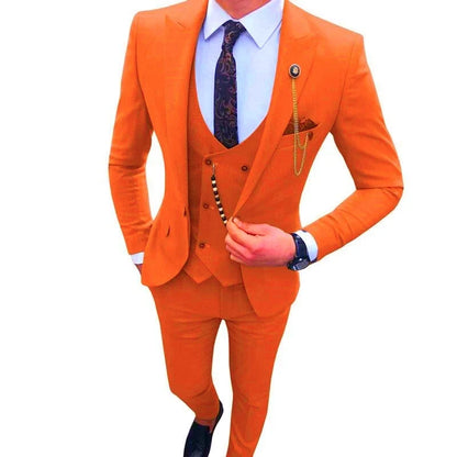 Nouveaux Costumes Homme de Luxe Élégants Ensemble 3 Pièces Tendance Décontracté Chic Coupe Ajustée Revers Pointu Blazer Social Mariage Smoking Bureau