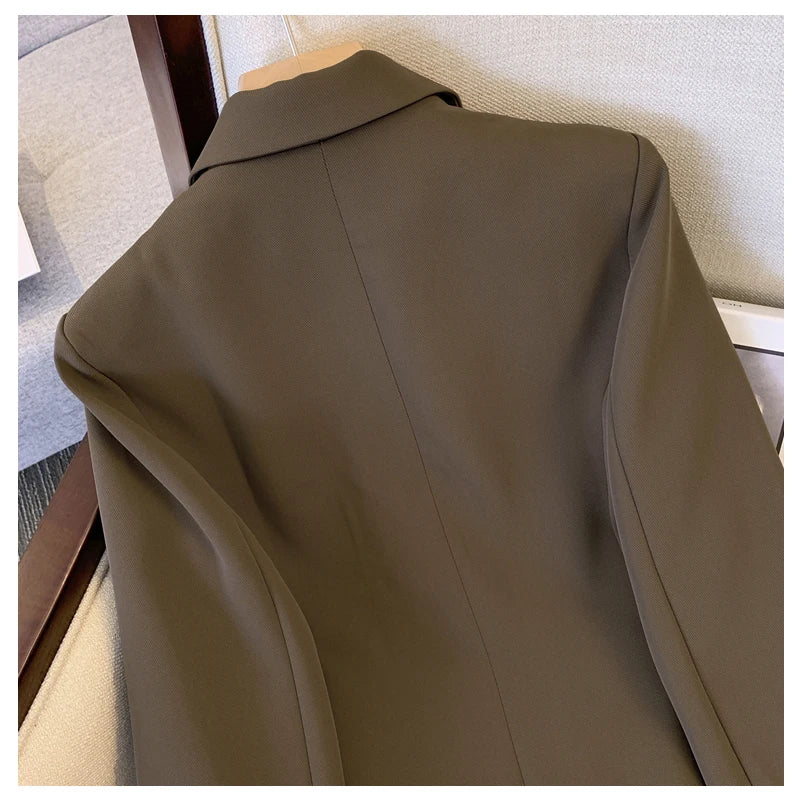 Women's Coffee Autumn Blazer Coat Vintage Harajuku Elegant Long Sleeve Fitted Suit Jacket Outerwear Top 2000s Emo Clothes 2025