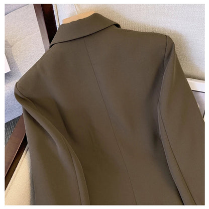 Women's Coffee Autumn Blazer Coat Vintage Harajuku Elegant Long Sleeve Fitted Suit Jacket Outerwear Top 2000s Emo Clothes 2025