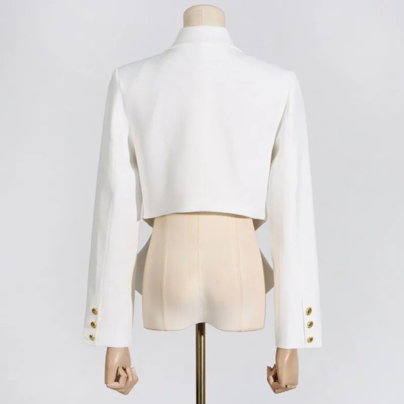 Women Trend Blazer Notched Collar Double Breasted Slimming Elegant Niche Irregular Fashion Jacket New Spring Autumn HK20370