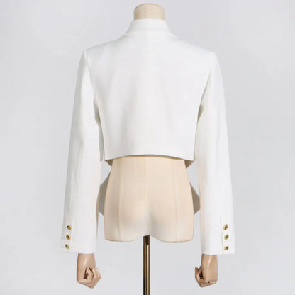 Women Trend Blazer Notched Collar Double Breasted Slimming Elegant Niche Irregular Fashion Jacket New Spring Autumn HK20370
