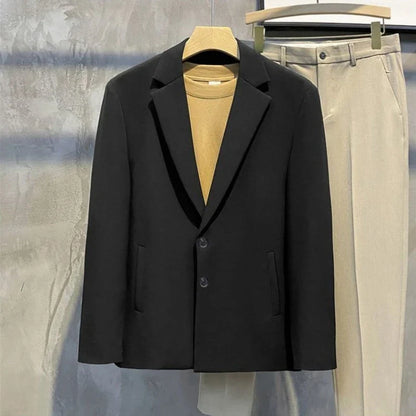 Elegant Single Breasted Coats Tweed Man Suits and Blazers Original Jacket for Men Spring Clothes Korean Style Casual Menswear