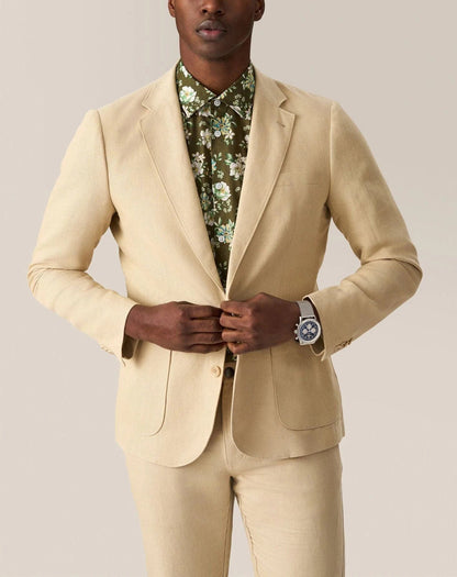Modern Men's Suit 2 Pieces Linen Blazer And Pants Business Formal Work Wear Wedding Groom Tuxedos Customized Costume Homme M528