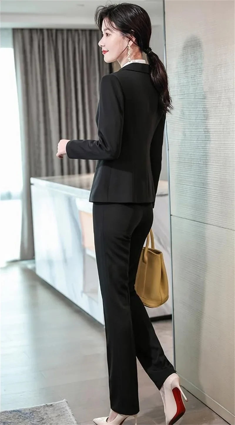 2025 New Blazer Trousers Women's Suit Sets Long Sleeve Jacket Blazer Casual Office Ladies Pantsuit For Business Clothing