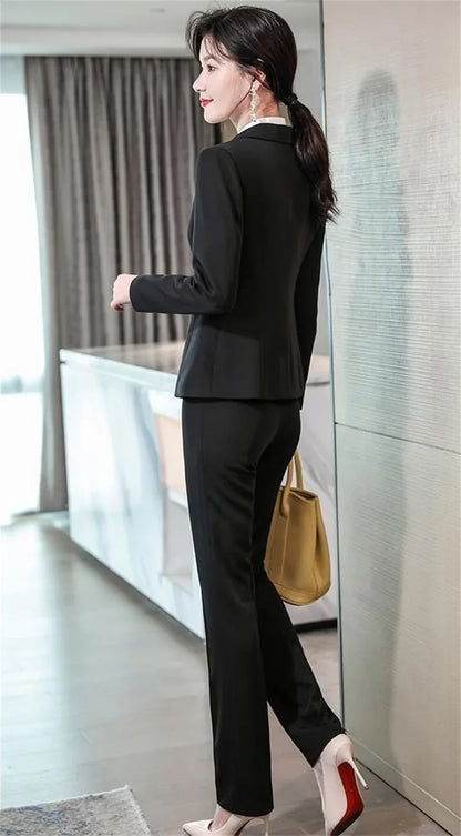 2025 New Blazer Trousers Women's Suit Sets Long Sleeve Jacket Blazer Casual Office Ladies Pantsuit For Business Clothing