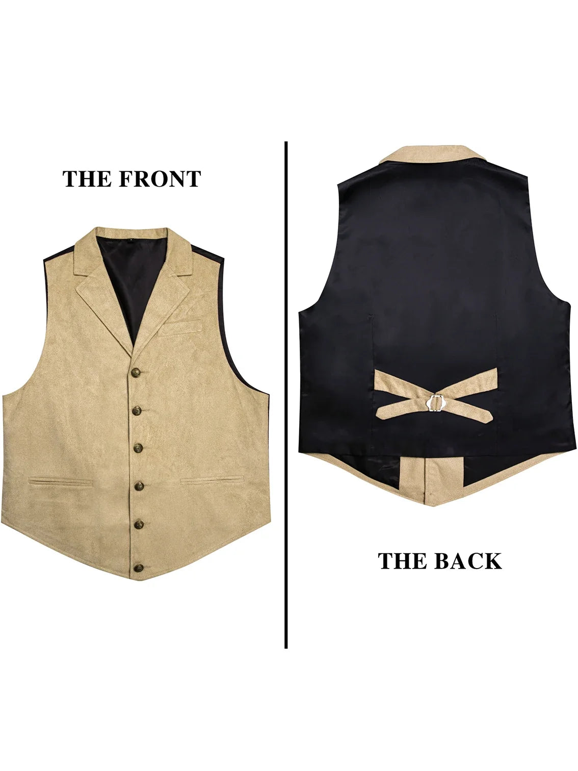 Men's Faux Suede Waistcoat – Single Breasted Slim Fit Formal Vest for Weddings & Business