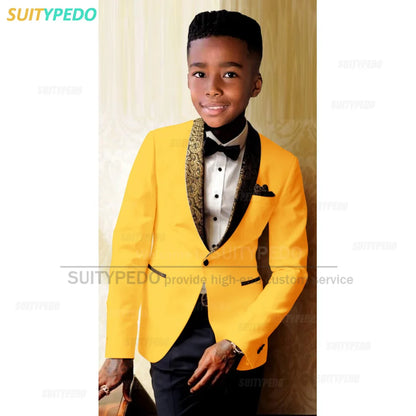 Formal Kid Boy's Suit Graduation Ceremony Host Blazer Pants Outfit Piano Performance Custome Suitable Children Elegant Attire