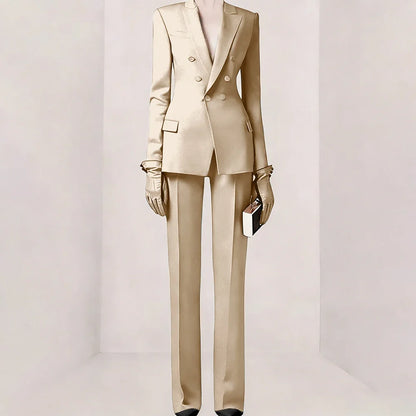 Purple Women Suit Double-breasted Peaked Lapel Two Pieces(Jacket+Pants) Modern Fashion Slim Business Office Lady Set Custom