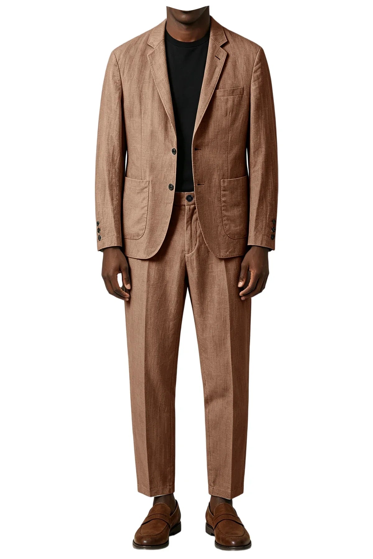 Men's Linen Blend 2-Piece Suit Notched Lapel Slim Fit – Casual Summer Beach Wedding Set