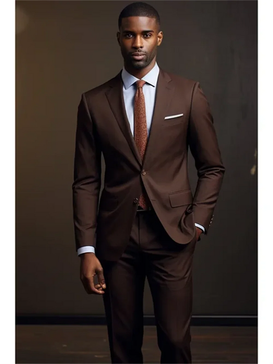Ensemble de 2 pièces, veste et pantalon de smoking pour homme, couleur café, costumes pour homme 2026, revers à revers cranté, croisé, pour mariage décontracté, tenue de fête quotidienne