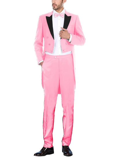 Classic Men Suits Solid Long Tailcoat Wedding Groom Tuxedos Morning Dinner Groomsmen Fromal Party Suits 2 Pieces Blazer Pants