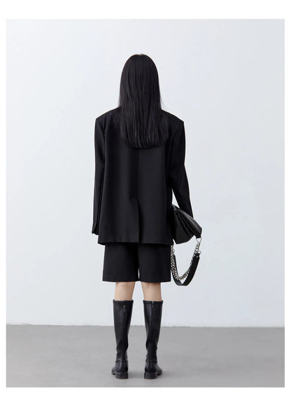 Fashion Women Woolen Blazers Solid Loose Casual Single-breasted Twill Suit Coat Office Ladies Jacket Spring Summer 2026
