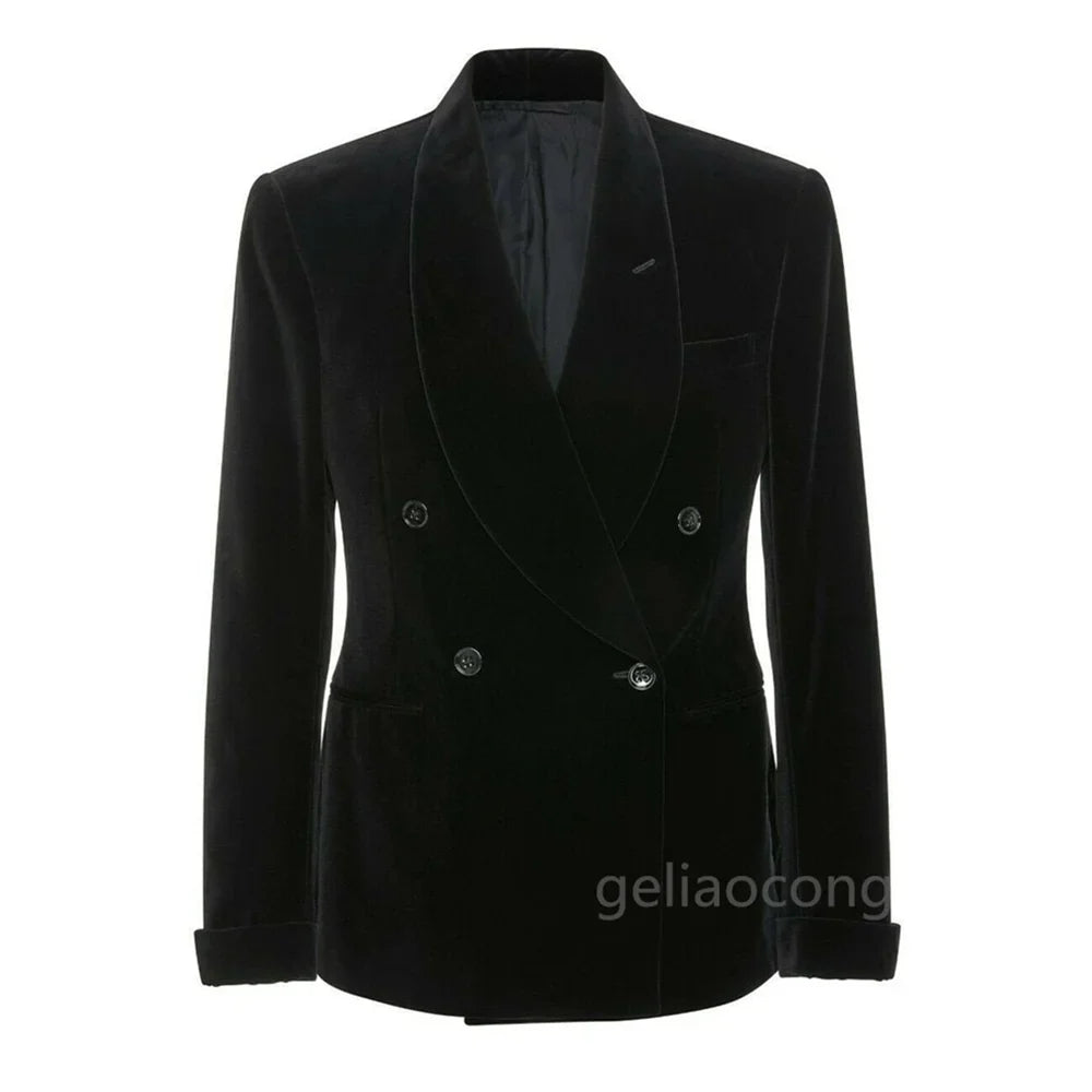 XS-6XL Veste de costume de mariage en velours pour homme, blazer de marié, tenue d'affaires, smoking, veste de cérémonie, fête, croisée, un seul manteau