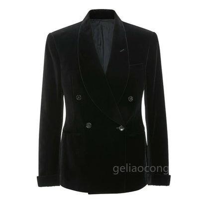 XS-6XL Veste de costume de mariage en velours pour homme, blazer de marié, tenue d'affaires, smoking, veste de cérémonie, fête, croisée, un seul manteau