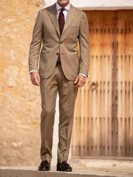 Classic Notched Lapel Men's Suits Wedding Guest Tuxedo Elegant Suit Set 2 Pieces Blazer Pants For Men Formal Occasion Customized