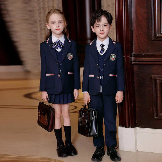 Children School Uniform Girls suit Jacket+Pleated Skirt Suits Boy Formal Dress Toddler Student Clothes Sets Kids Class Outfits