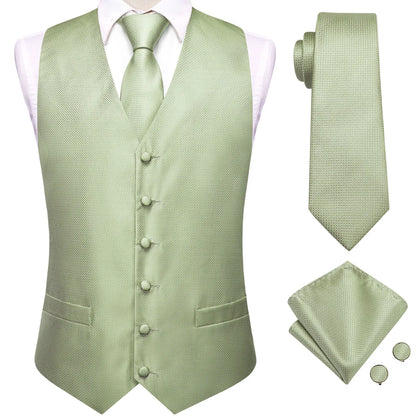 Men's Floral Paisley Suit Vest 4-Piece Set – Woven Waistcoat with Tie, Pocket Square & Cufflinks for Weddings & Formal Occasions
