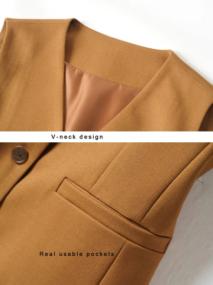 Single-Breasted Layered Suit Vest for Women Suitable for Spring and Autumn Can Be Worn as an Inner or Outer Layer Stylish Off