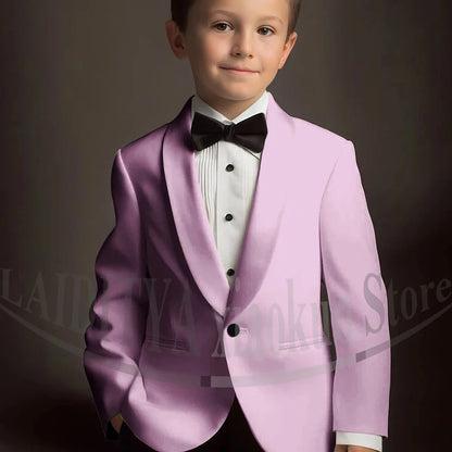 Chic Suits for Boy Cute Shawl Lapel One Button Blazer with Pants Party Costume Wedding Tuxedos 2 Piece Fashion Kids Clothes