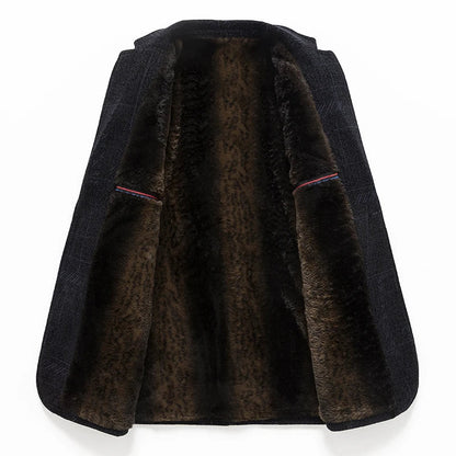 2025 Men's Casual Business Suit Coat with Fur High-Quality Fashionable Stylish Versatile Outerwear for Men