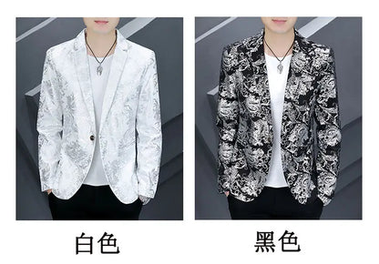 Blazer New Men's Fashion Business Gentleman Gentleman Hot Stamping Print Outdoor Performance Trend Wedding Banquet Casual Blazer