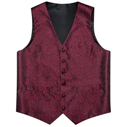 Men's Paisley Waistcoat Set – Single Breasted Vest with Matching Tie for Weddings and Formal Events