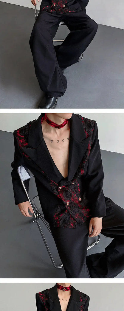 Personalized Three-dimensional Patchwork Design Luxury Blazer Coat Men 2025 New Elegant Temperament Trendy Clothes JY2391