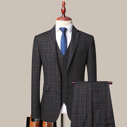Men's 3-Piece Suit Slim Fit Blazer Vest Trousers Smart Casual Business Formal