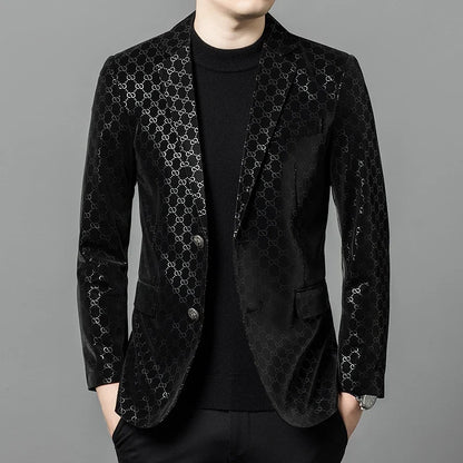 Men's Sheepskin Leather Blazer – Smart Casual Winter Jacket Black
