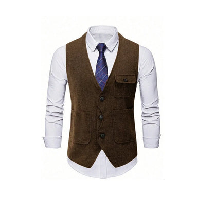 Men's Suit Vest Single Breasted Herringbone Smart Casual Wedding Business Waistcoat