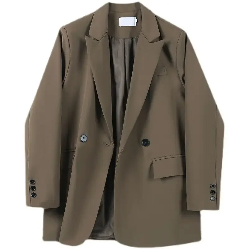 Clothes Jacket Brown Over Coats for Women Black Blazer Woman Dress Outerwears Loose Long Solid on Promotion Sale 2025 Autumn New