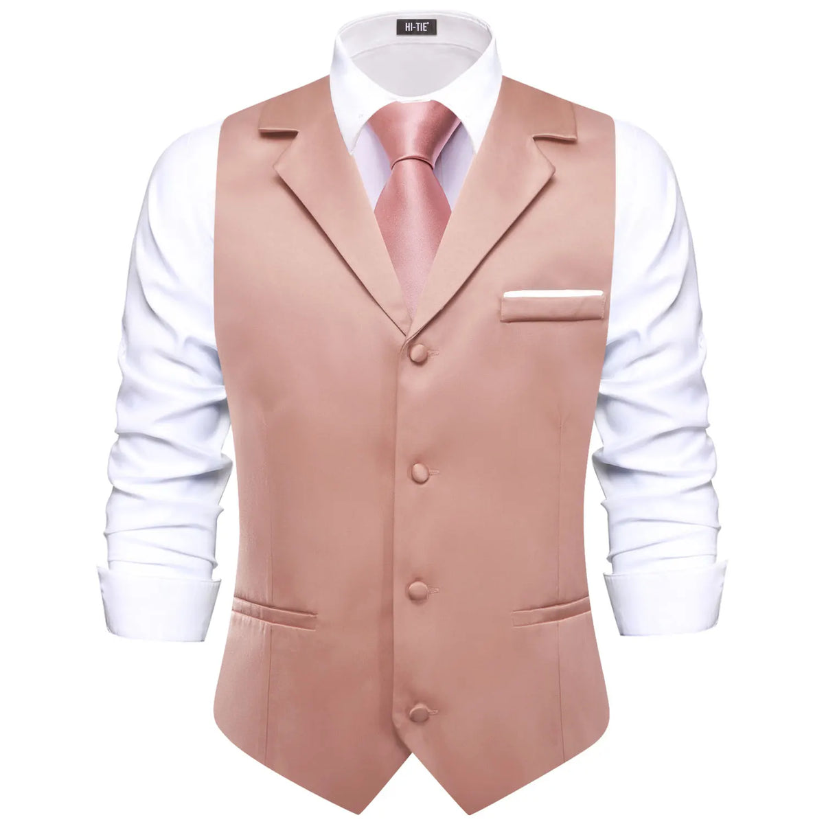 Men's Vest with Tie V-Neck Jacquard Waistcoat for Tuxedo Business Party
