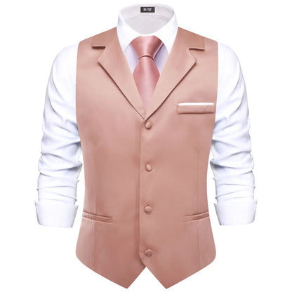Men's Vest with Tie Jacquard V-Neck Waistcoat for Casual Business and Party Occasions – Champagne