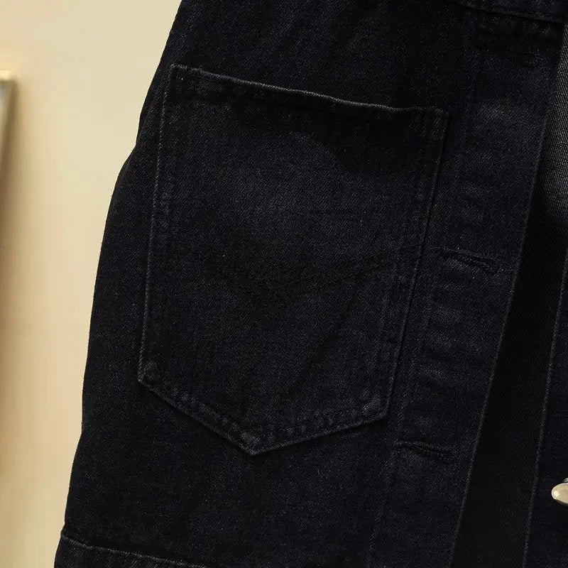 Women's Hot Drill Denim Vest Cropped Sleeveless Top Korean Fashion Streetwear Diamond Designer Vest Coat Trendy Jeans Waistcoat