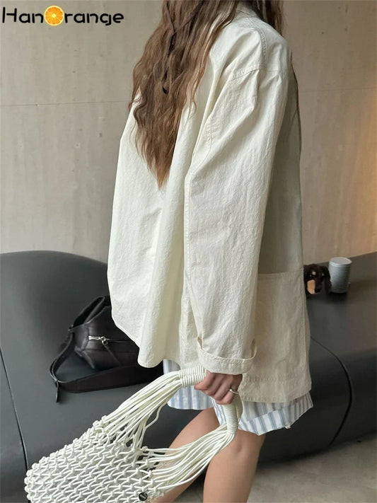 2026 Summer Fashion Silhouette Sunscreen Suit Jacket Women Loose Comfortable Casual Pure Cotton Blazer