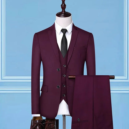 Men's Slim Fit Suit – Smart Casual Single Breasted Office & Wedding Suit