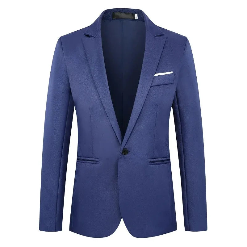 KIDWHXR Man Suit Jacket Slim Solid Single-breasted Suits Coats Men Long Sleeve Formal Business Party Wedding Blazer for Male