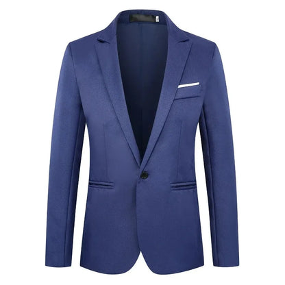 KIDWHXR Man Suit Jacket Slim Solid Single-breasted Suits Coats Men Long Sleeve Formal Business Party Wedding Blazer for Male
