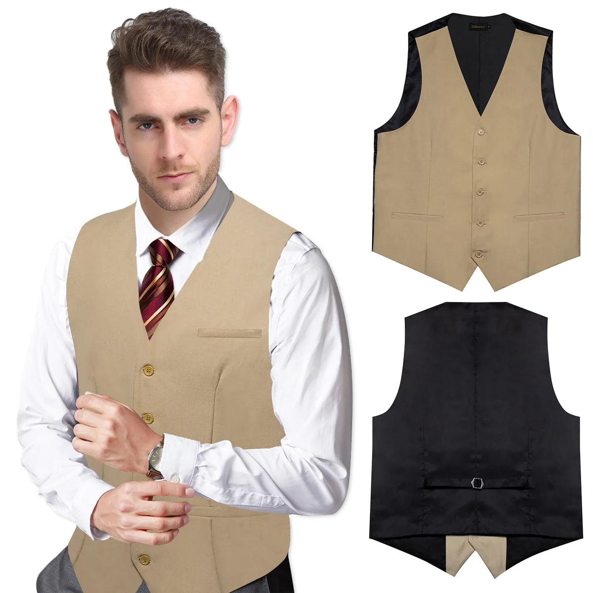 Men's Suit Vest – Solid Formal Waistcoat for Wedding, Party & Business Wear