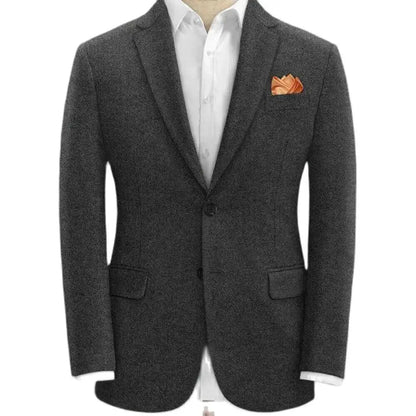 (Only Coat) Men's Suit Brown Herringbone Blazer Prom Tuxedos Wool Tweed Notch Lapel Two Buttons Bussiness/Wedding Jacket Tops