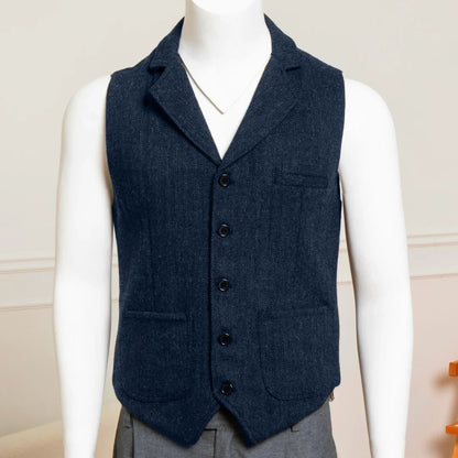 Men's Formal Vest Single Breasted Lapel Waistcoat for Weddings & Business