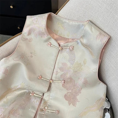 Retro Ladies Leisure Cardigan Vest Outwear 2025 High-end Female Sleeveless Coat Spring Autumn Women Fashion Waistcoat Jacket